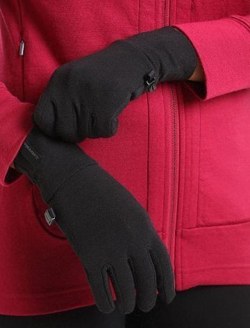 Black Men's Icebreaker Unisex RealFleece™ Merino Sierra Gloves | USA 1057NWYB